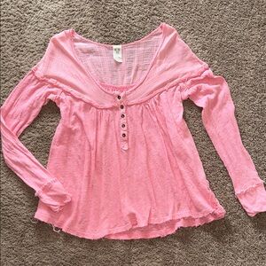 We The Free Pink Button-Front Blouse